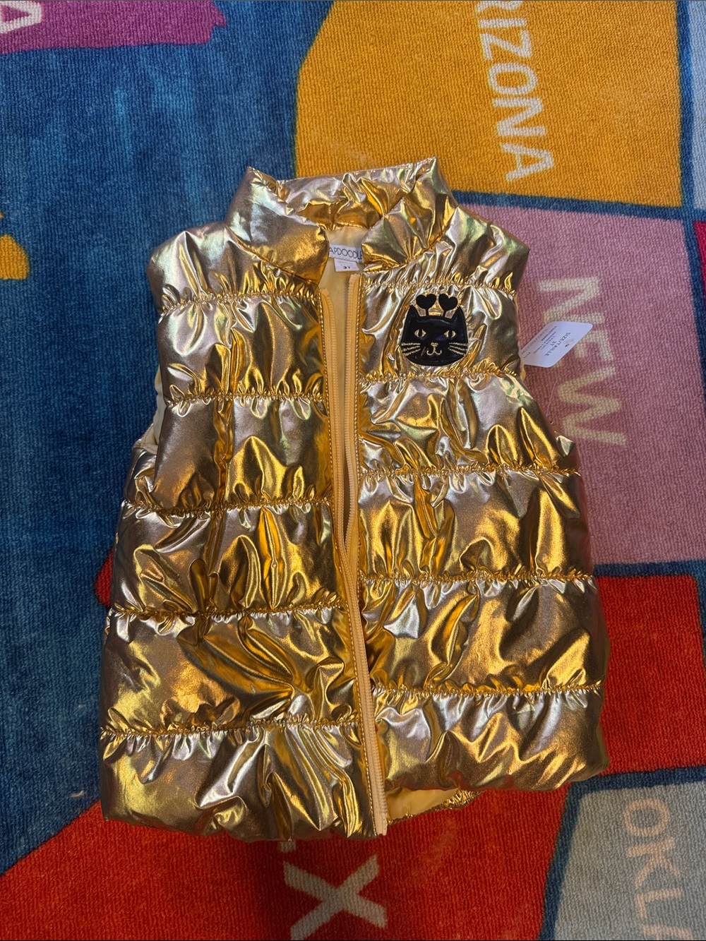 Flapdoodles Metallic Gold Puffer Vest for Kids